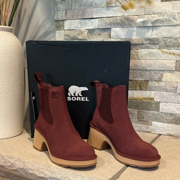 NIB Sorel Hi-Line Heel Chelsea Waterproof Boots - Spice/Tawny Buff - Picture 2 of 13